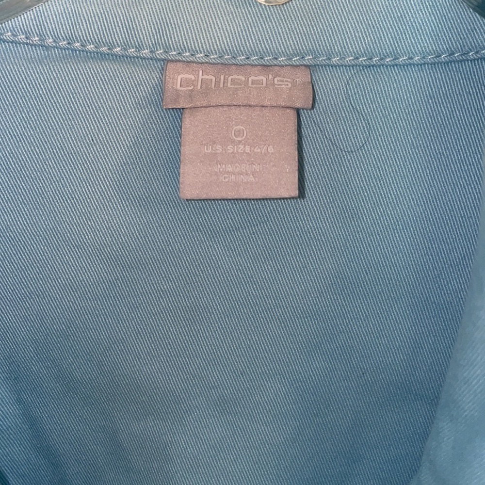 Chico’s Sky Blue Cotton Twill Utility Jacket Like New Condition Size S - Picture 8 of 11